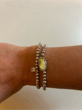 Kendra Scott Lot of 2 Beaded Bracelets with Gemstone and QZ EUC